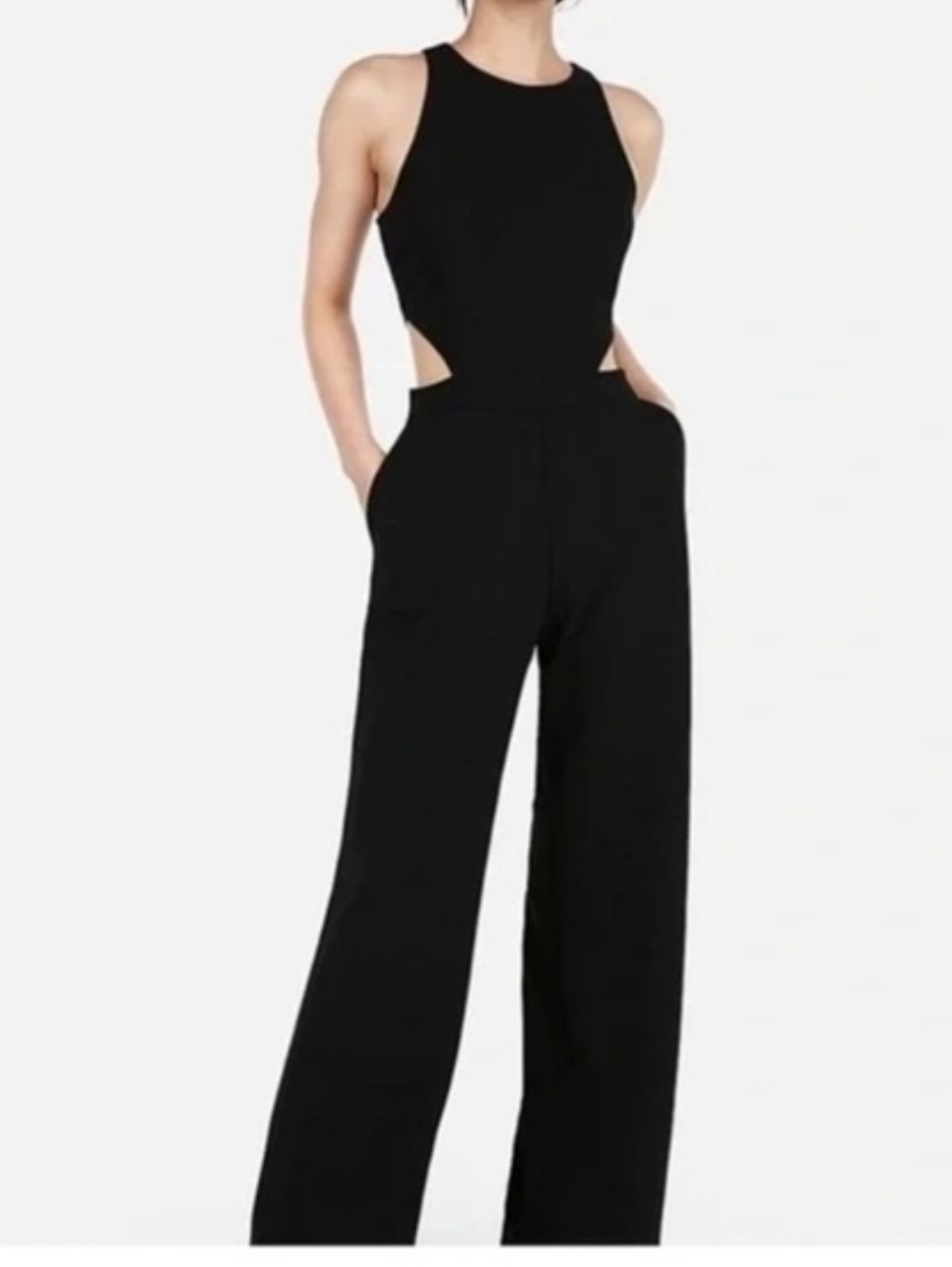 Express Black Cutout Wide-Leg Jumpsuit